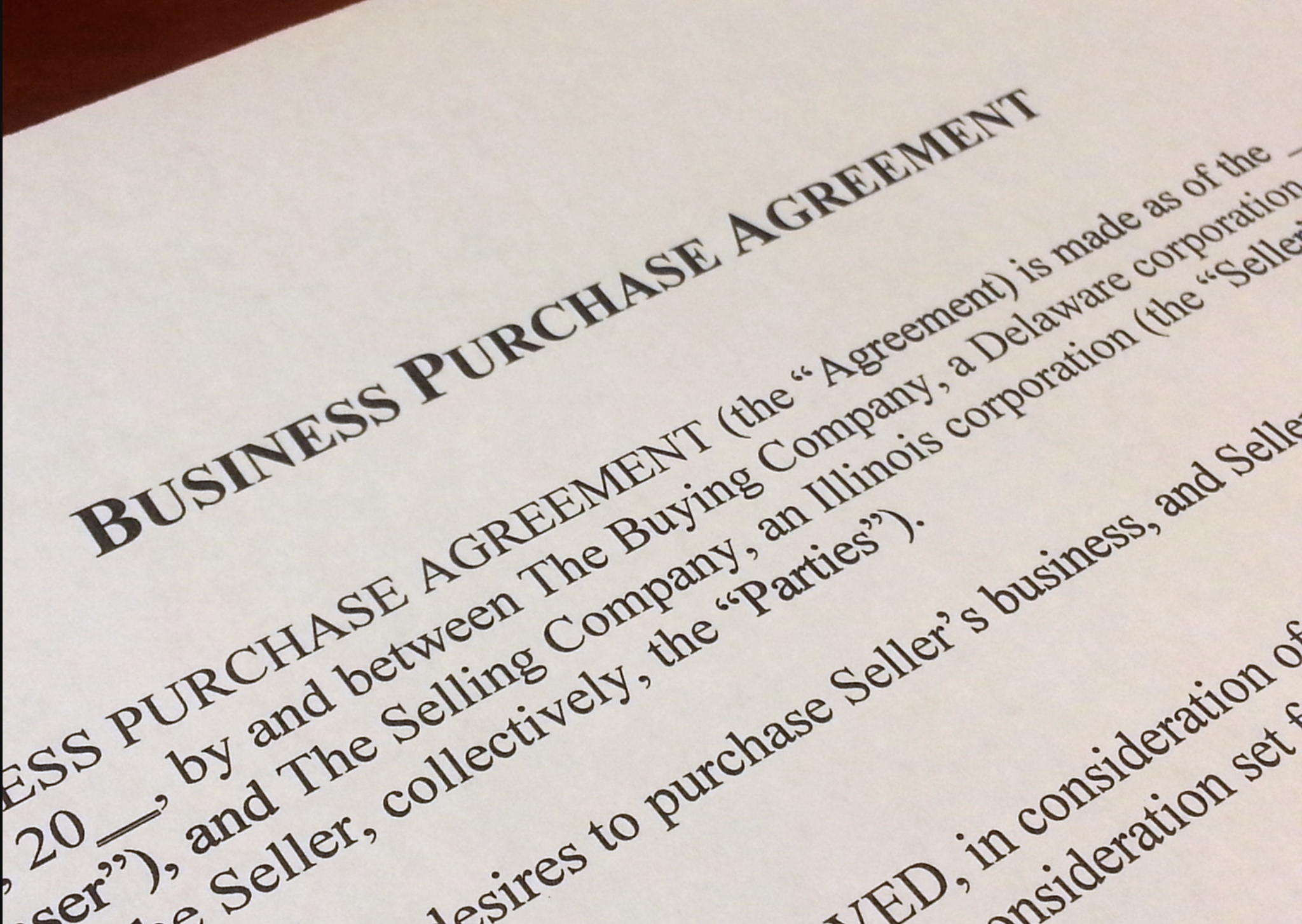 Business Acquisition Agreement crop