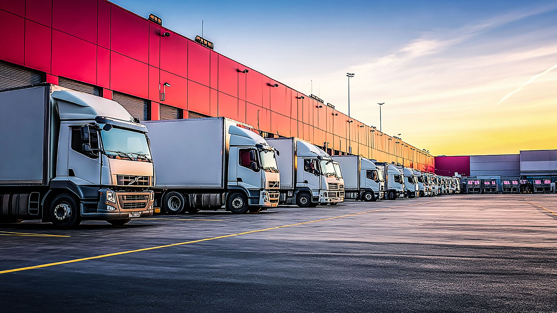 Semi Trucks Ready to Leave to cross the country